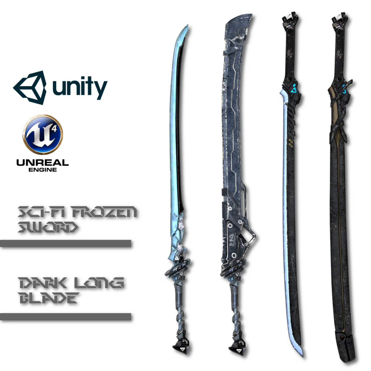 sci-fi swords pack 3D Model .c4d .max .obj .3ds .fbx .stl .blend 