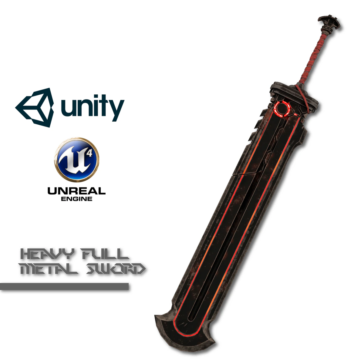 heavy full metal sword 3D Model .c4d .max .obj .3ds .fbx .stl .blend