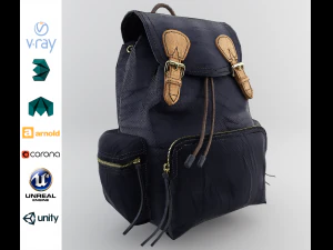 sac &agrave; dos en cuir et nylon pour femme Modèle 3D