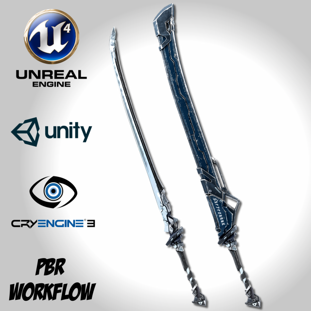sci-fi frozen sword - remake 3D मॉडल .c4d .max .obj .3ds .fbx .stl .blend 