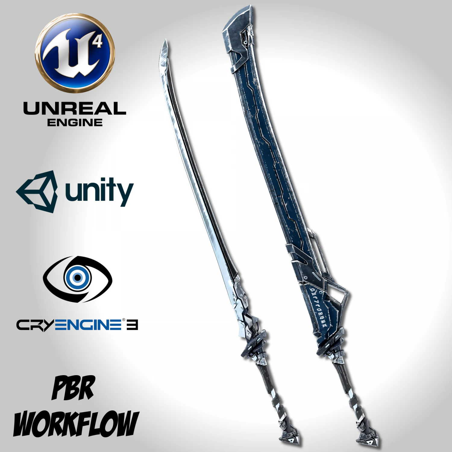 sci-fi frozen sword - remake 3D Model .c4d .max .obj .3ds .fbx .stl .blend