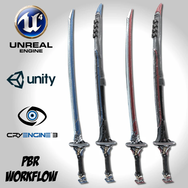 &eacute;p&eacute;e bicolore - remake Modèle 3D .c4d .max .obj .3ds .fbx .stl .blend 