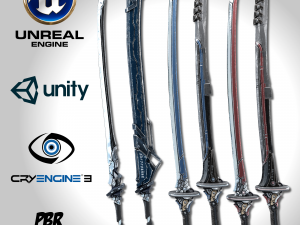 sci-fi swords pack 2 3D मॉडल
