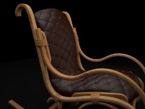 wood and leather rocking chair 3D Model