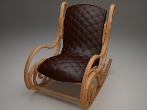 wood and leather rocking chair 3D Model