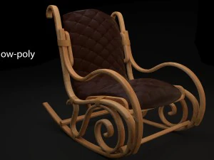 wood and leather rocking chair 3D Model