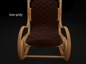 wood and leather rocking chair 3D Model