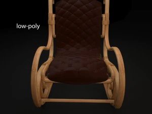 wood and leather rocking chair 3D Model