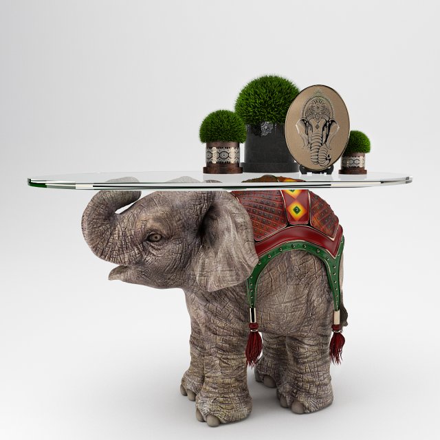 elephant table 3D Модель .c4d .max .obj .3ds .fbx .stl .blend 