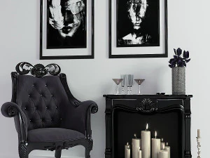 cadeira e lareira Modelo 3D