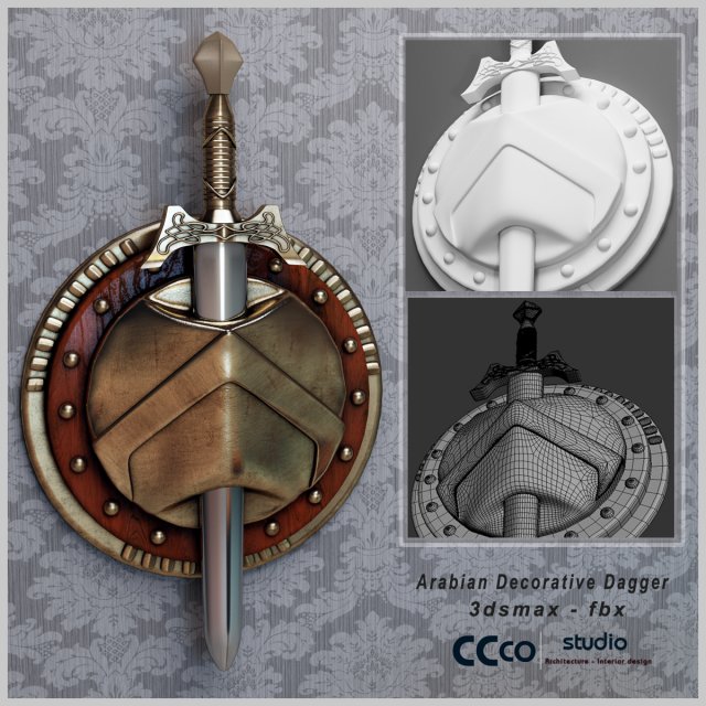 arabian decorative dagger 3D Model .c4d .max .obj .3ds .fbx .stl .blend 