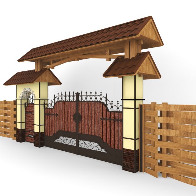 fence and gate Modello 3D .c4d .max .obj .3ds .fbx .stl .blend 