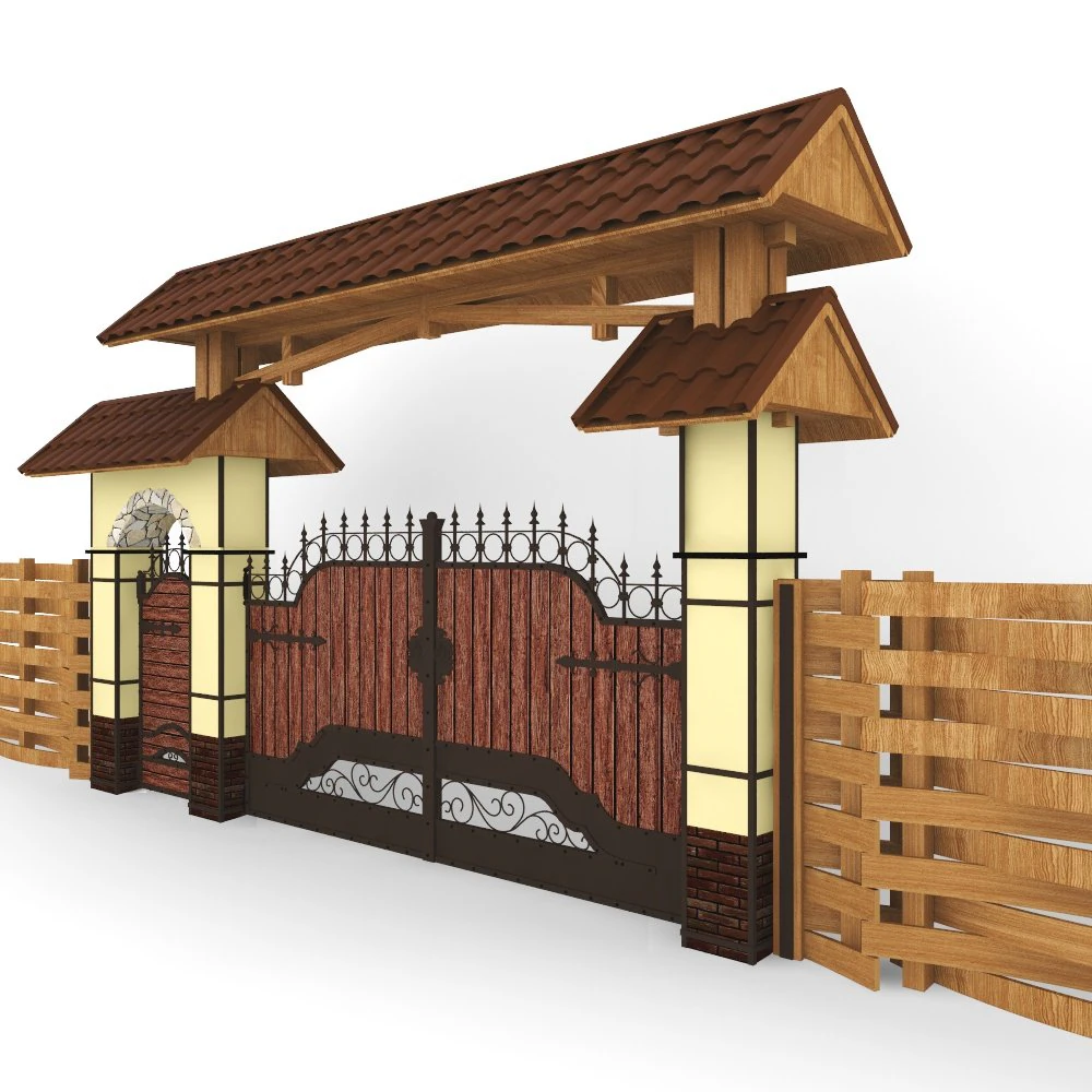 fence and gate 3D Model .c4d .max .obj .3ds .fbx .stl .blend 