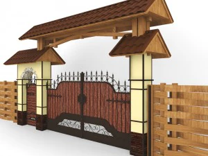 울타리와 대문 3D 모델
