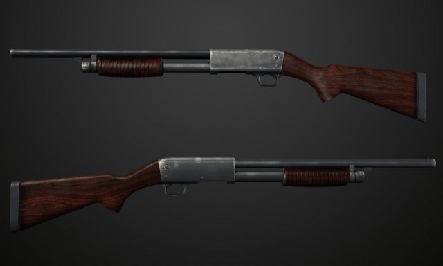 shotgun 3D Model .c4d .max .obj .3ds .fbx .stl .blend 