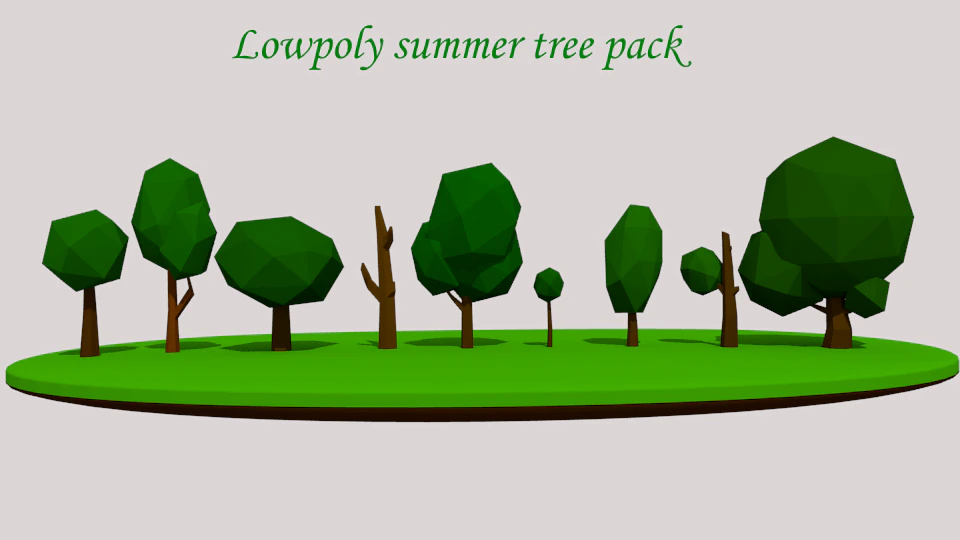 low poly summer tree pack 3D Model .c4d .max .obj .3ds .fbx .stl .blend 