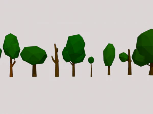 low poly summer tree pack 3D Model