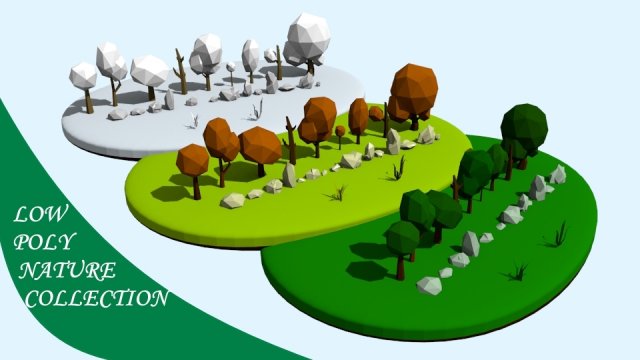low poly nature collection 3D 模型 .c4d .max .obj .3ds .fbx .stl .blend 