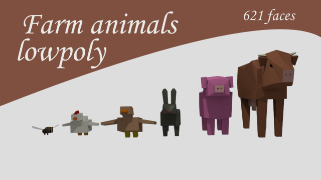 rigged farm animals Model 3D .c4d .max .obj .3ds .fbx .stl .blend 