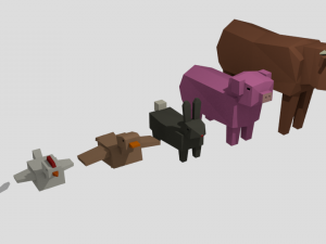 rigged farm animals Model 3D