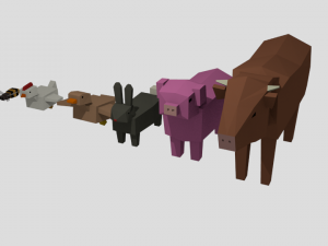 rigged farm animals Model 3D