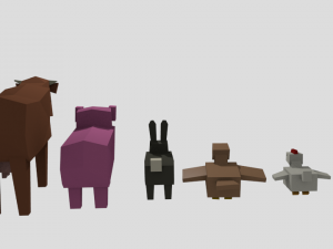 rigged farm animals Model 3D