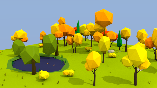 autumn landscape 3D Модель .c4d .max .obj .3ds .fbx .stl .blend 