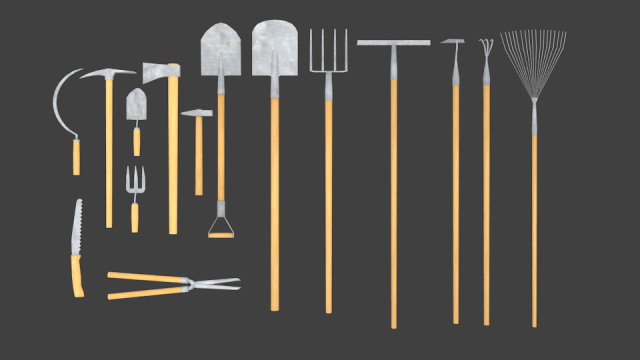 garden tools Modelo 3D .c4d .max .obj .3ds .fbx .stl .blend 