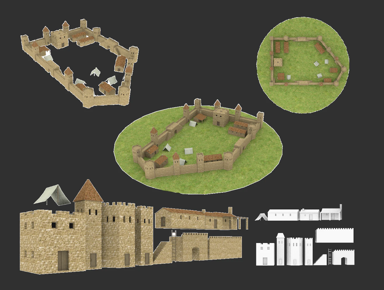 castle constructions and example object 3D Model .c4d .max .obj .3ds .fbx .stl .blend 