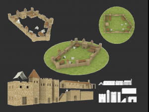 castle constructions and example object 3D Модель