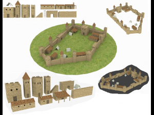 castle constructions and example object 3D मॉडल
