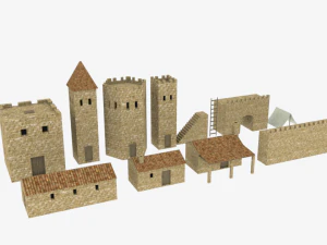 castle constructions and example object 3D Model