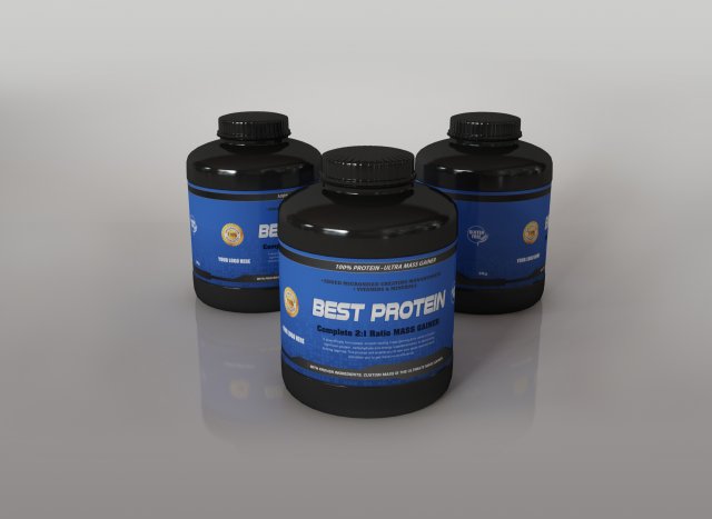 protein supplement bottles 3D Model .c4d .max .obj .3ds .fbx .stl .blend 