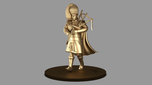 bagpiper fat manin gold color Model 3D .c4d .max .obj .3ds .fbx .stl .blend 