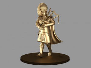 bagpiper fat manin gold color 3D Model