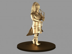 bagpiper fat manin gold color Model 3D