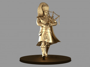 bagpiper fat manin gold color Model 3D
