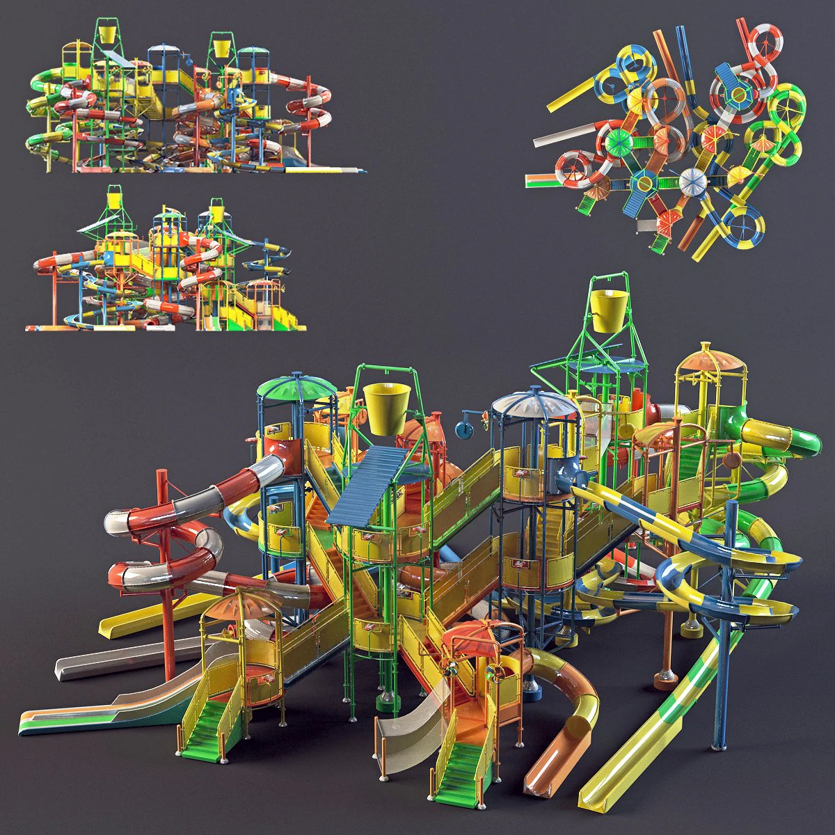 water park slides1 3D Model .c4d .max .obj .3ds .fbx .stl .blend 