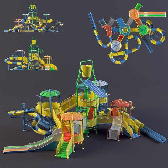 water park slides2 3D मॉडल .c4d .max .obj .3ds .fbx .stl .blend