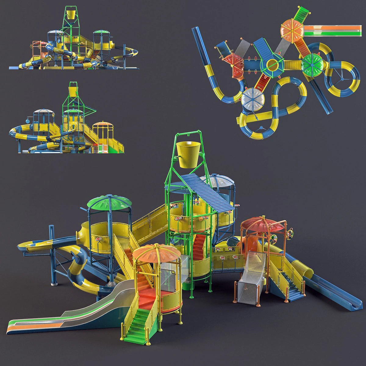 water park slides2 3D Model .c4d .max .obj .3ds .fbx .stl .blend 