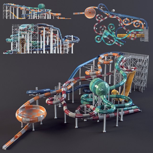 water park slides3 3D-Modell .c4d .max .obj .3ds .fbx .stl .blend 