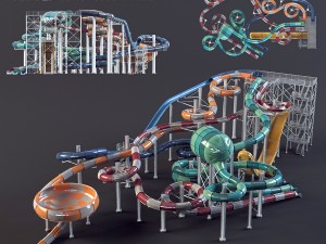 water park slides3 3D Model