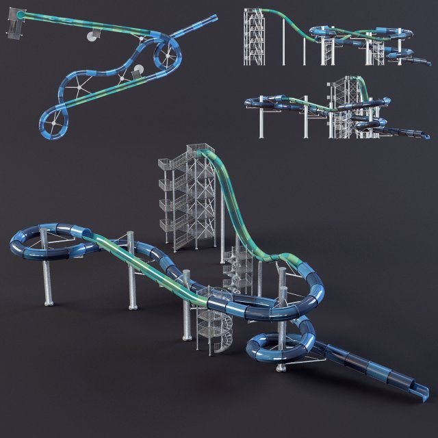 water park slides4 3D-Modell .c4d .max .obj .3ds .fbx .stl .blend 