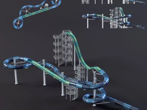 वॉटर पार्क स्लाइड 3D मॉडल