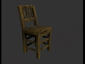 old wood chair old wood table old wood tabouret 3D Model