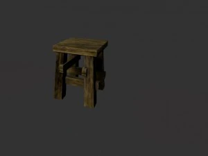 old wood chair old wood table old wood tabouret 3D Model