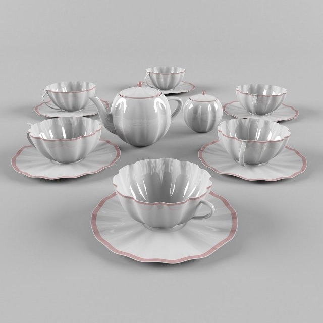 tea set for six Model 3D .c4d .max .obj .3ds .fbx .stl .blend 