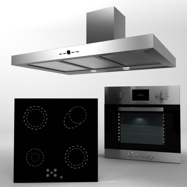 ceramic hob oven extractor hood 3D Model .c4d .max .obj .3ds .fbx .stl .blend 
