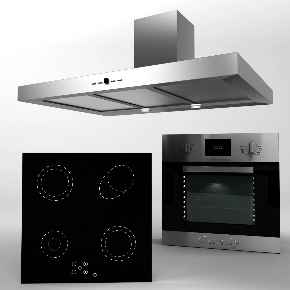 ceramic hob oven extractor hood 3D Model .c4d .max .obj .3ds .fbx .stl .blend 
