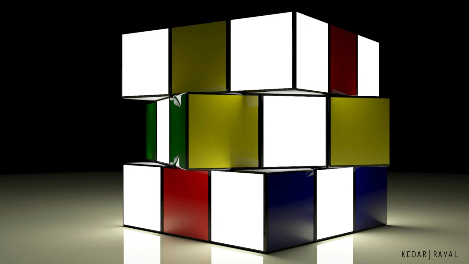 rubiks illuminated cube 3D Model .c4d .max .obj .3ds .fbx .stl .blend 